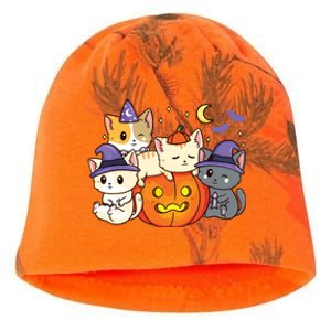 Halloween Cats Anime Cat Kawaii Neko Pumpkin Cat Lover Witch Kati - Camo Knit Beanie