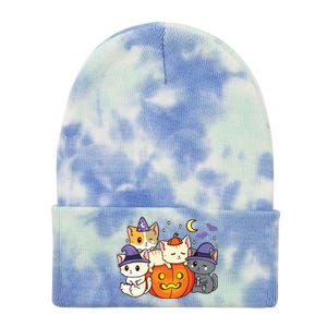 Halloween Cats Anime Cat Kawaii Neko Pumpkin Cat Lover Witch Tie Dye 12in Knit Beanie