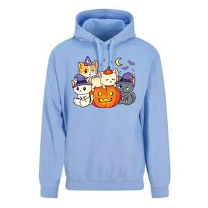 Halloween Cats Anime Cat Kawaii Neko Pumpkin Cat Lover Witch Unisex Surf Hoodie