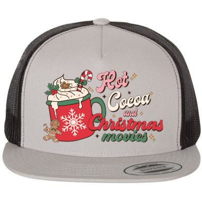 Hot Cocoa And Christmas Movies Flat Bill Trucker Hat