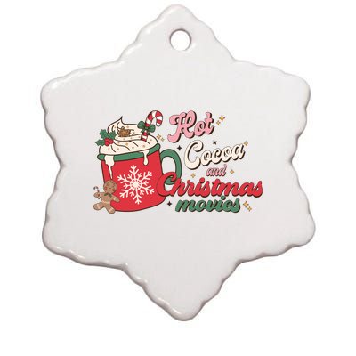 Hot Cocoa And Christmas Movies Ceramic Star Ornament