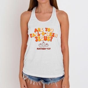 Halloween Christian Are You Fall O Ween Jesus Women's Knotted Racerback Tank