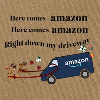 Here Comes Amazon Christmas Funny Cotton Canvas Backpack