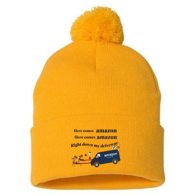 Here Comes Amazon Christmas Funny Pom Pom 12in Knit Beanie