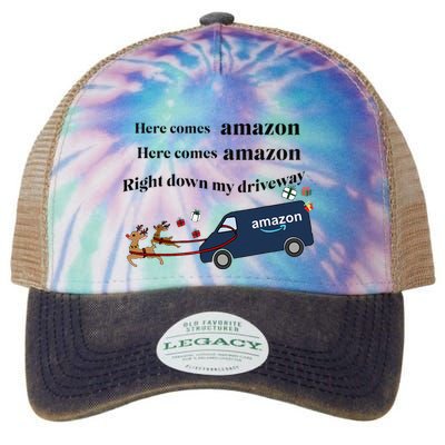 Here Comes Amazon Christmas Funny Legacy Tie Dye Trucker Hat