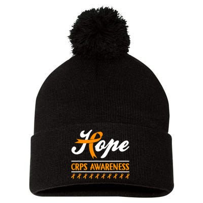 Hope CRPS Awareness Month Orange Ribbon Feather Support Pom Pom 12in Knit Beanie