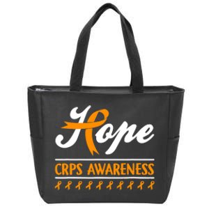 Hope CRPS Awareness Month Orange Ribbon Feather Support Zip Tote Bag