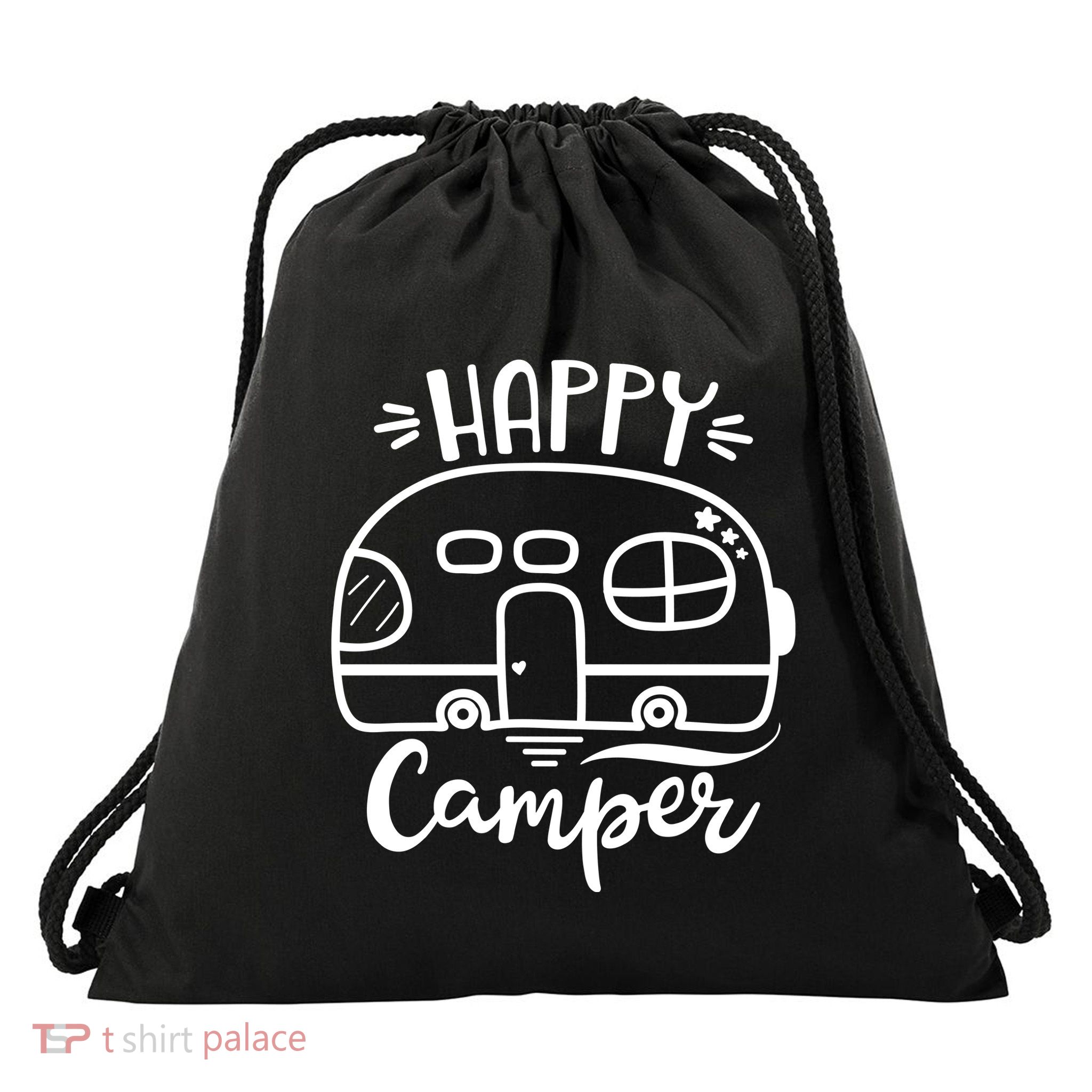 Happy Camper Adventure Travel Drawstring Bag