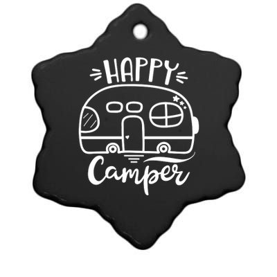 Happy Camper Adventure Travel Ceramic Star Ornament