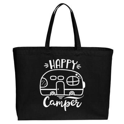 Happy Camper Adventure Travel Cotton Canvas Jumbo Tote