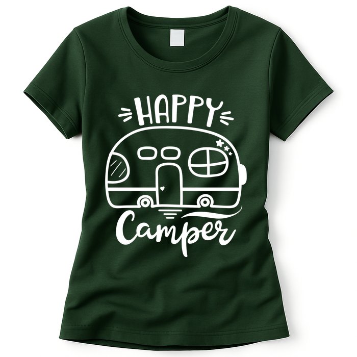 Happy Camper Adventure Travel Womens T-Shirt