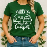 Happy Camper Adventure Travel Womens T-Shirt