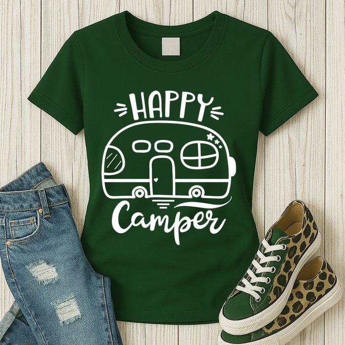 Happy Camper Adventure Travel Womens T-Shirt