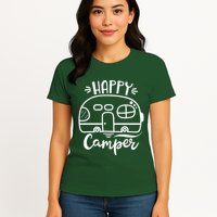Happy Camper Adventure Travel Womens T-Shirt