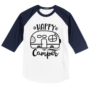 Happy Camper Adventure Travel Baseball Sleeve Shirt