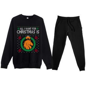 Horse Christmas All I Want For Christmas Is Horse Great Gift Premium Crewneck Sweatsuit Set