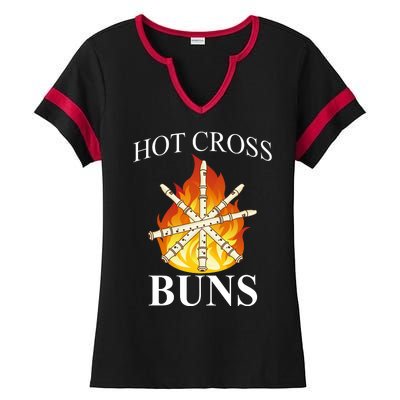 Hot Cross Buns Metal Rock Ladies Halftime Notch Neck Tee