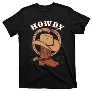 Howdy Cowboy Boots Hat Funny Rodeo Country Western Texas T-Shirt