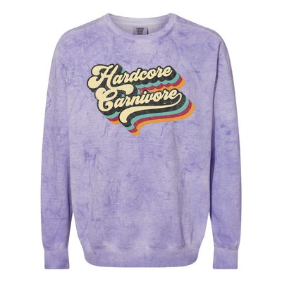 Hardcore Carnivore BBQ Meat Eating Lover 70s Retro Text Colorblast Crewneck Sweatshirt