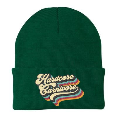 Hardcore Carnivore BBQ Meat Eating Lover 70s Retro Text Knit Cap Winter Beanie