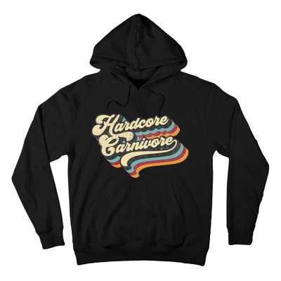 Hardcore Carnivore BBQ Meat Eating Lover 70s Retro Text Hoodie