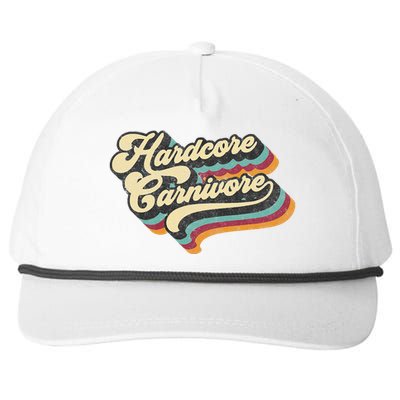 Hardcore Carnivore BBQ Meat Eating Lover 70s Retro Text Snapback Five-Panel Rope Hat