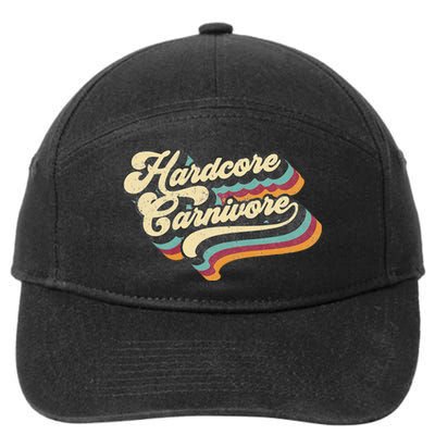 Hardcore Carnivore BBQ Meat Eating Lover 70s Retro Text 7-Panel Snapback Hat