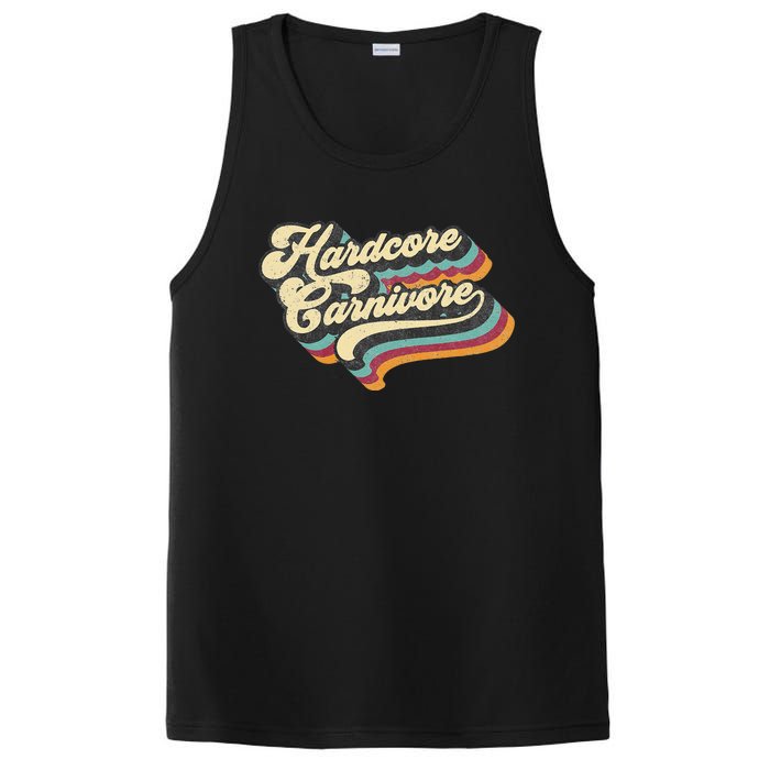 Hardcore Carnivore BBQ Meat Eating Lover 70s Retro Text PosiCharge Competitor Tank