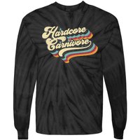 Hardcore Carnivore BBQ Meat Eating Lover 70s Retro Text Tie-Dye Long Sleeve Shirt