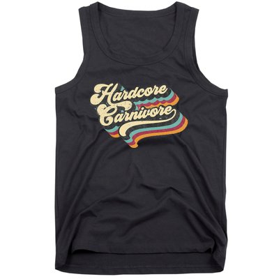 Hardcore Carnivore BBQ Meat Eating Lover 70s Retro Text Tank Top