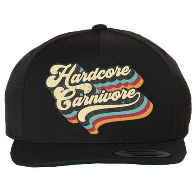 Hardcore Carnivore BBQ Meat Eating Lover 70s Retro Text Wool Snapback Cap