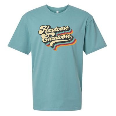 Hardcore Carnivore BBQ Meat Eating Lover 70s Retro Text Sueded Cloud Jersey T-Shirt