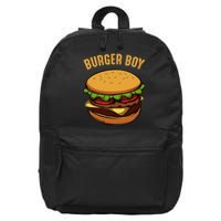 Hamburger Cheeseburger Burger Boy Funny Fast Food Lover 16 in Basic Backpack