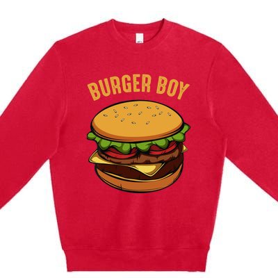 Hamburger Cheeseburger Burger Boy Funny Fast Food Lover Premium Crewneck Sweatshirt