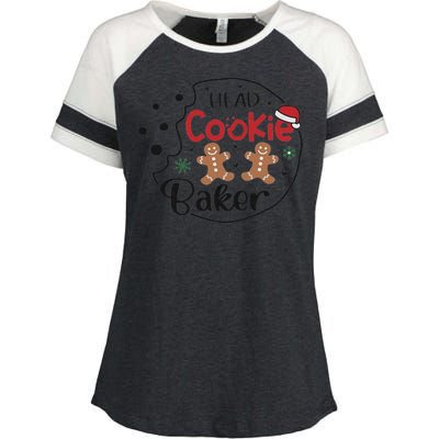 Head Cookie Baker Funny ChristmasChristmas Gift Christmas In July Enza Ladies Jersey Colorblock Tee