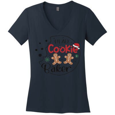 Head Cookie Baker Funny ChristmasChristmas Gift Christmas In July Women's V-Neck T-Shirt