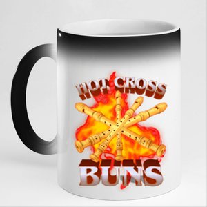 Hot Cross Buns Fire Recorder Flute 11oz Black Color Changing Mug