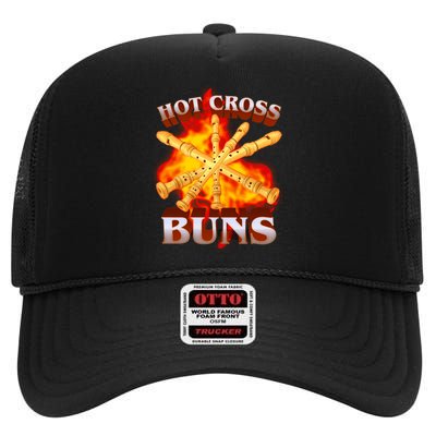 Hot Cross Buns Fire Recorder Flute High Crown Mesh Back Trucker Hat