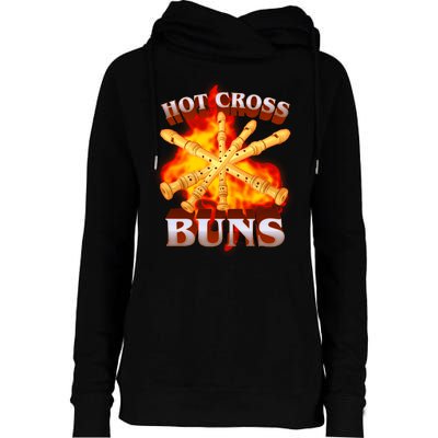 Hot Cross Buns Fire Recorder Flute Womens Funnel Neck Pullover Hood