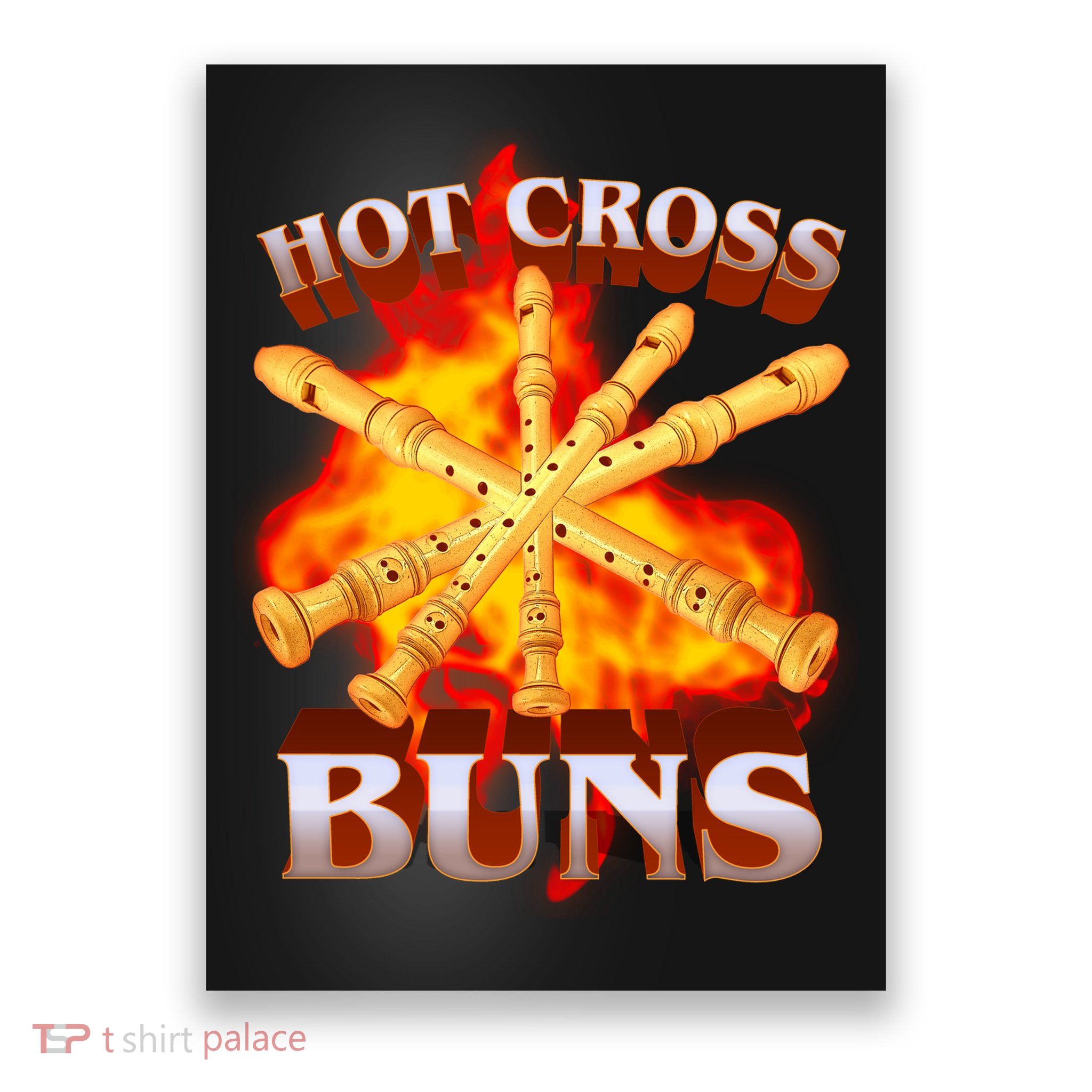 Hot Cross Buns Fire Recorder Flute Poster
