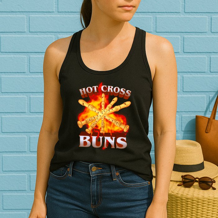Hot Cross Buns Fire Recorder Flute Womens Tank Top