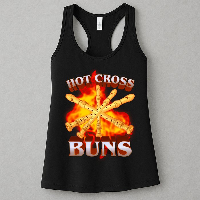 Hot Cross Buns Fire Recorder Flute Womens Tank Top