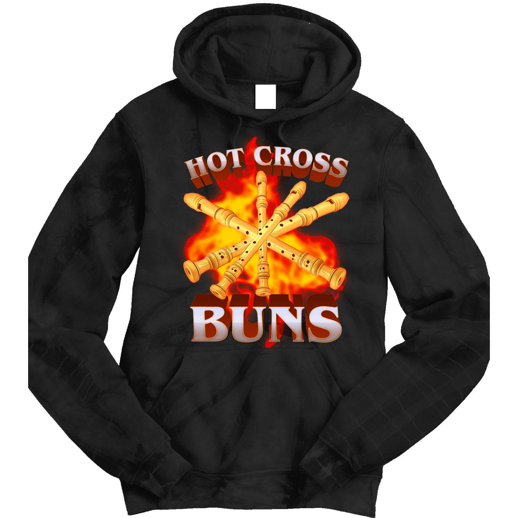 Hot Cross Buns Fire Recorder Flute Tie Dye Hoodie
