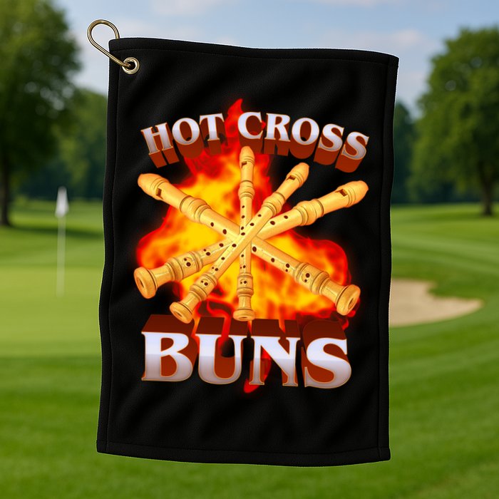 Hot Cross Buns Fire Recorder Flute Golf Towel