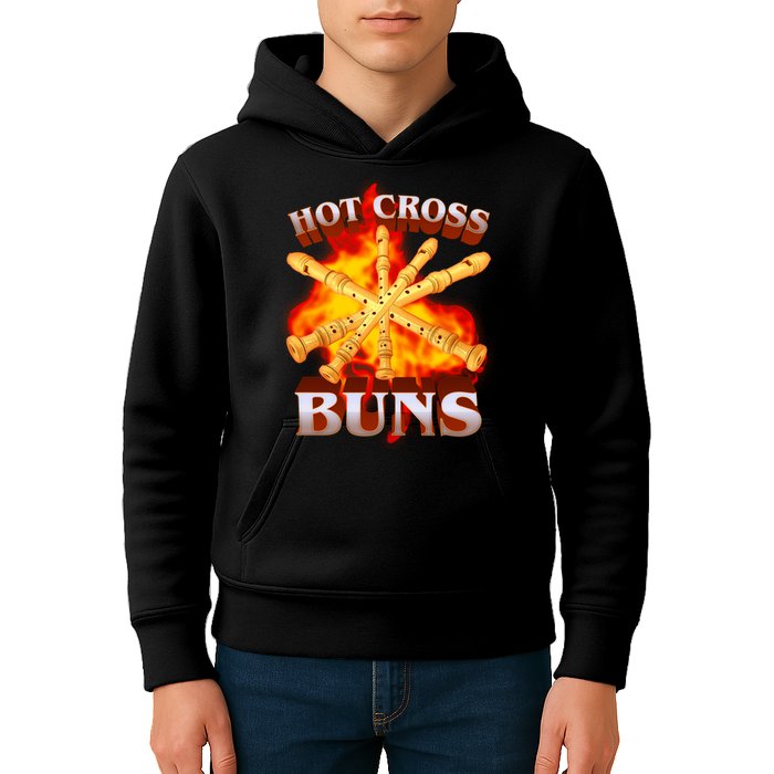 Hot Cross Buns Fire Recorder Flute Kids Hoodie