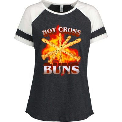 Hot Cross Buns Fire Recorder Flute Enza Ladies Jersey Colorblock Tee