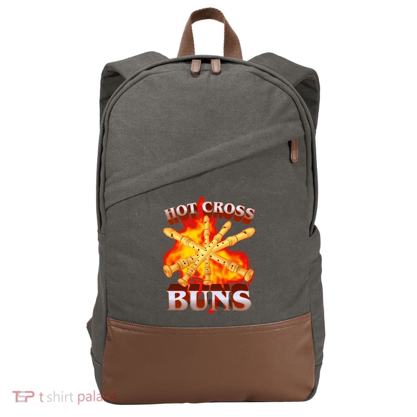 Hot Cross Buns Fire Recorder Flute Cotton Canvas Backpack