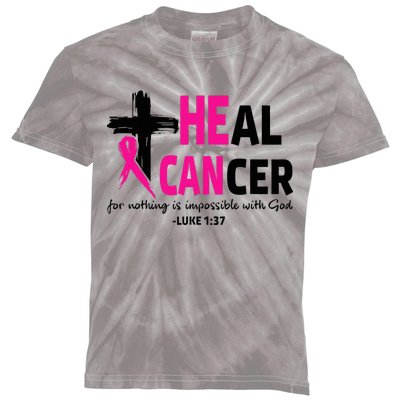 Heal Cancer Believe God Christian Breast Cancer Awareness Kids Tie-Dye T-Shirt