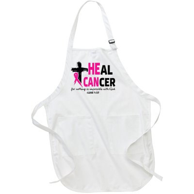 Heal Cancer Believe God Christian Breast Cancer Awareness Full-Length Apron With Pockets