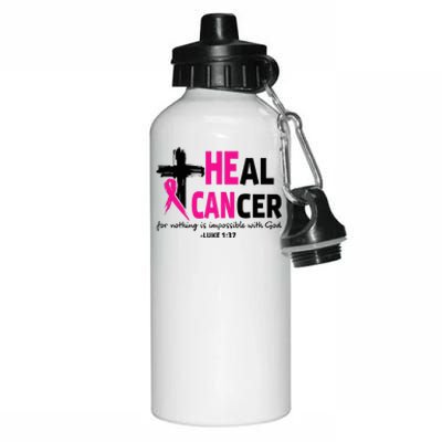 Heal Cancer Believe God Christian Breast Cancer Awareness Aluminum Water Bottle